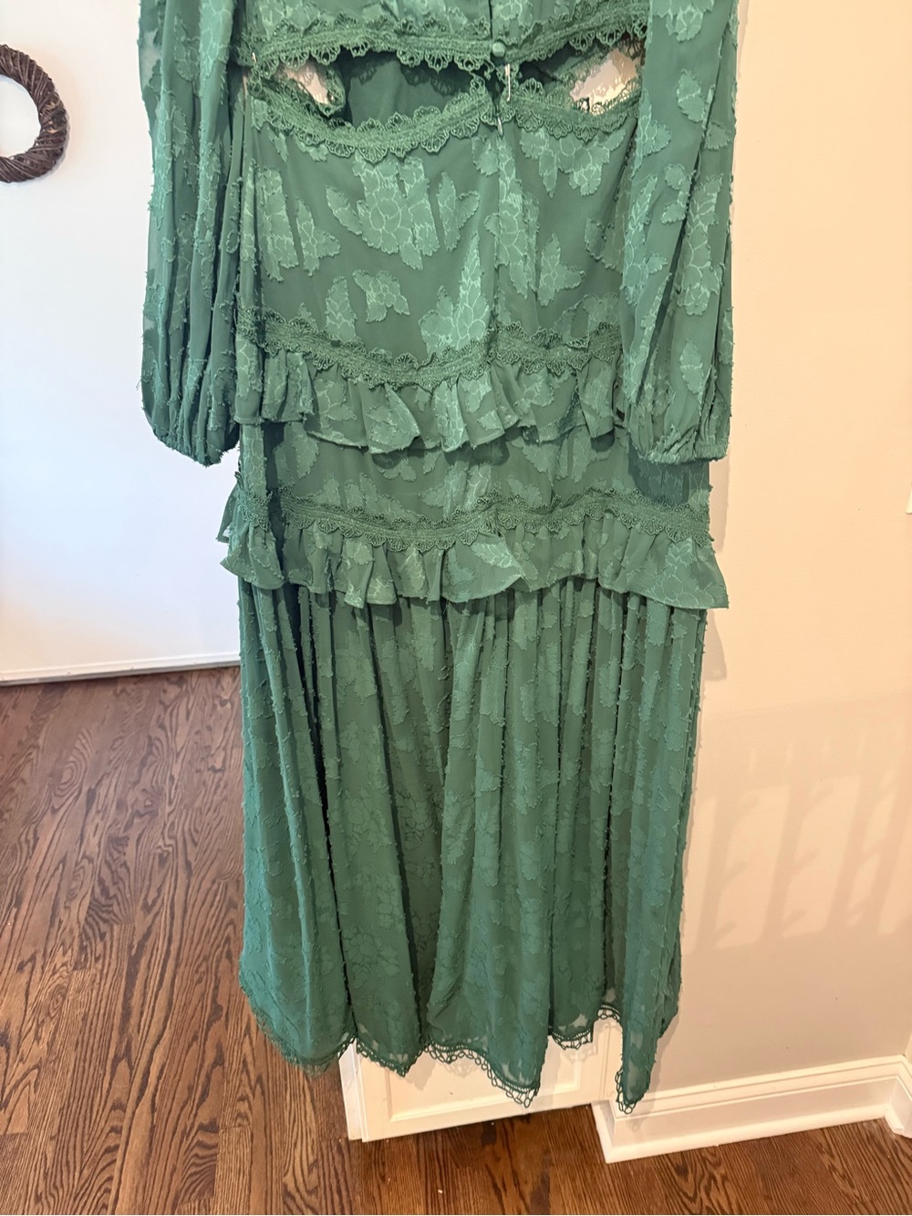 ASOS Emerald Green Lace Ruffle Maxi Dress - Picture 5 of 6